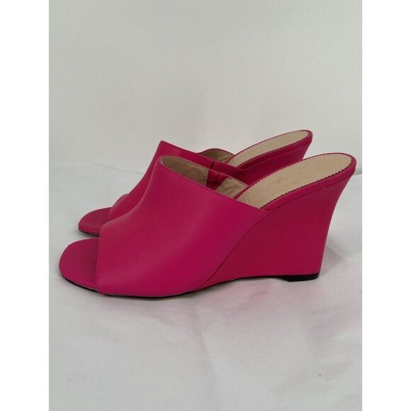 J. Crew Bianca Women’s Wedge Slide Sandals Size 10.5 Fuchsia Hot Pink Leather - Picture 7 of 13